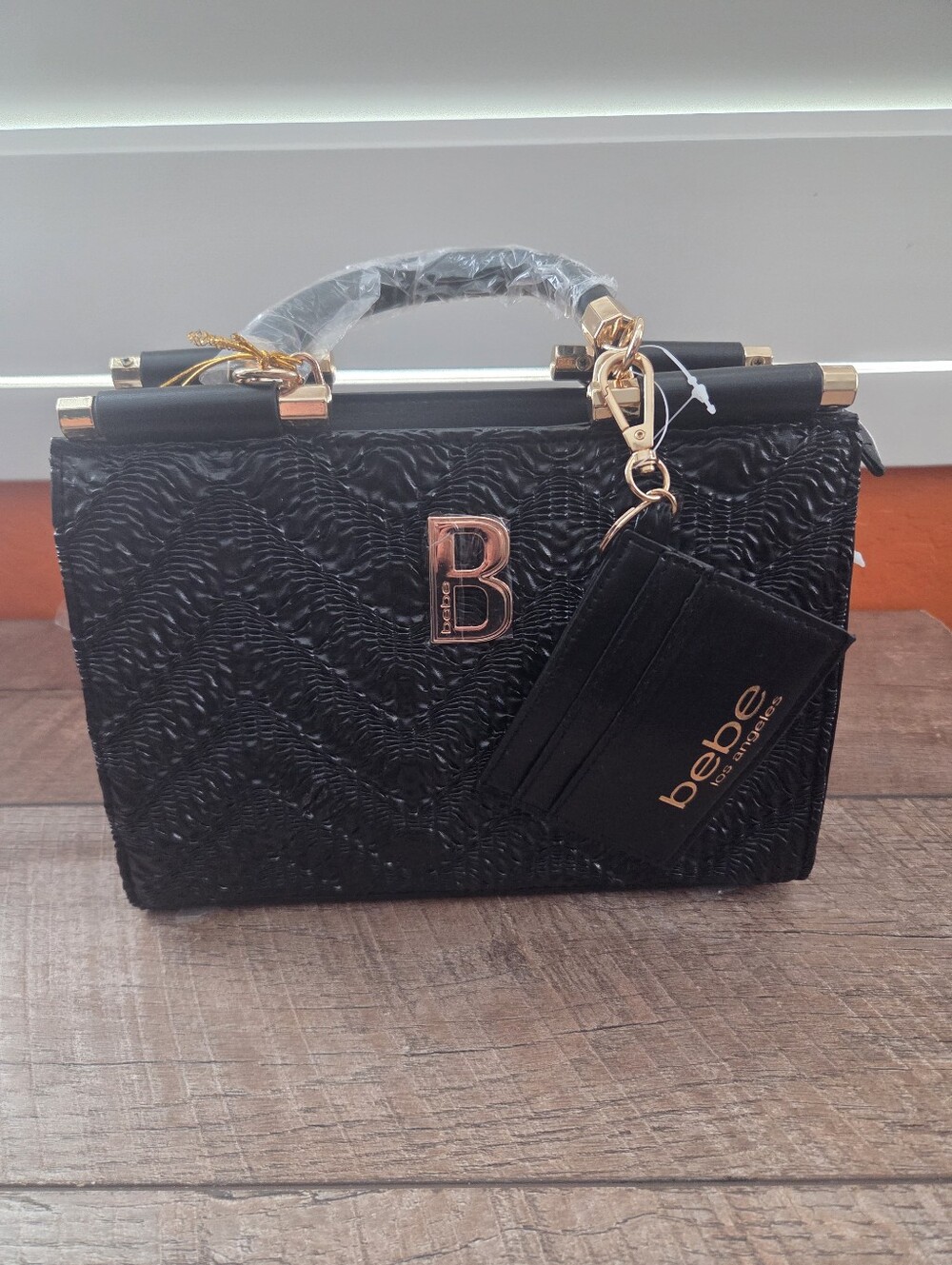 bebe Nola Satchel W/CC With Card Holder - Black